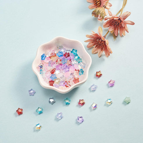 UR URLIFEHALL 100 Pcs Mixed Color Spray Painted Glass Star Beads for Earring Bracelet Necklace Jewelry DIY Craft Making...