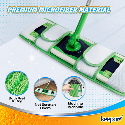 KEEPOW XL Wet Pads Refills for Swiffer XL, Wet Mopping Cloths for Swiffer XL Mop, Reusable Microfiber Mop Pads for Hardwood Floor, 4 Pack...