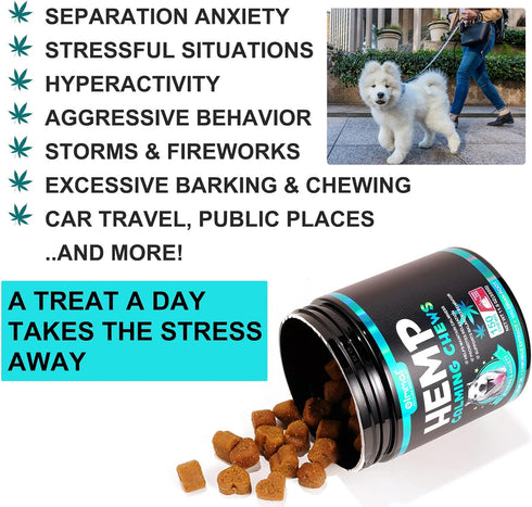 Calming Chews for Dogs,Quiet Moments Dog Calming Treats,Help Promote Relaxation,Dogs Anxiety Stress Relief-Barking,Separation,Thunder,Travel Issue...