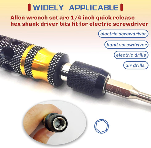 4 in 1 RC Model Repair Tools Kit 1/4" Drive RC Hex Driver Bit Set 1.5mm 2.0mm 2.5mm 3.0mm Allen Wrench Keys for for Bit Electric Screwgun/Power Dr...