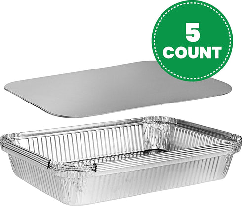 PLASTICPRO Disposable 4 LB Aluminum Takeout Tin Foil Oblong Baking Pans 12'' X 8'' X 2'' Inch With Cardboard Lids - Brownies, Bread, or Lunchbox, ...