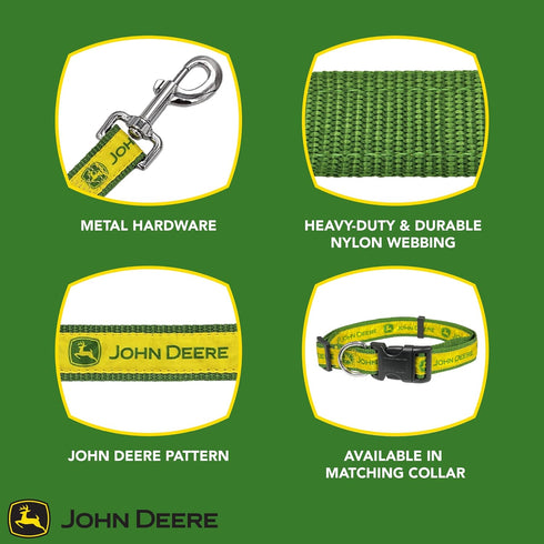 John Deere Pet Leash. Licensed Dog Leash, Large Leash for Dogs & Cats. A Shiny & Colorful Dog & Cat Leash Licensed by John Deere for All The Farme...