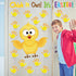 77Pcs Easter Chicks Handprint Bulletin Board Decoration Set, Chick It Out It’s Easter Cutout Chalkboard Wall Decor, Party Border Trim Supply for E...