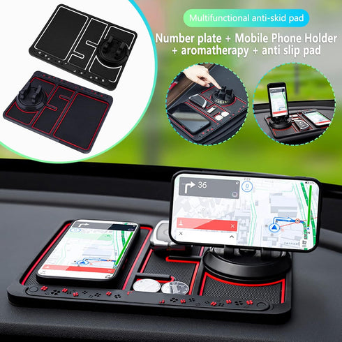 Non-slip Phone Pad for 4-in-1 Car, 2023 New Cool Glow in the Dark Car Dashboard Phone Mat with Temporary Car Parking Card Number Plate and Aromath...