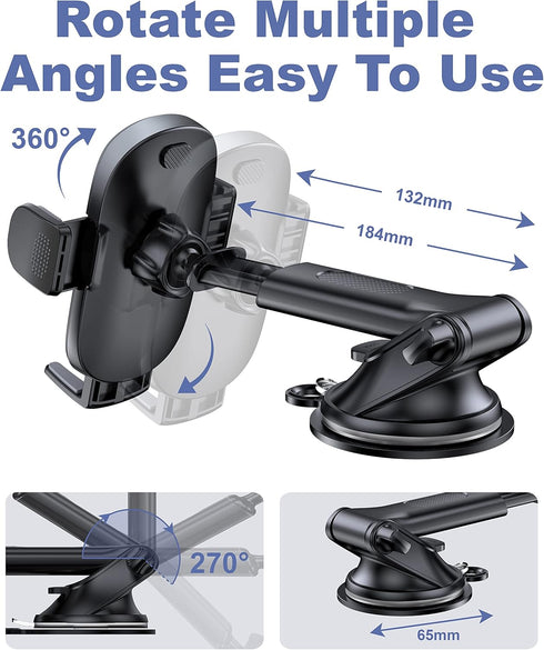 Universal Car Phone Holder Mount for Dashboard Windshield, Military Hands-Free Cell Phone Stand Automobile Cradles Truck Accessories Fit for All i...