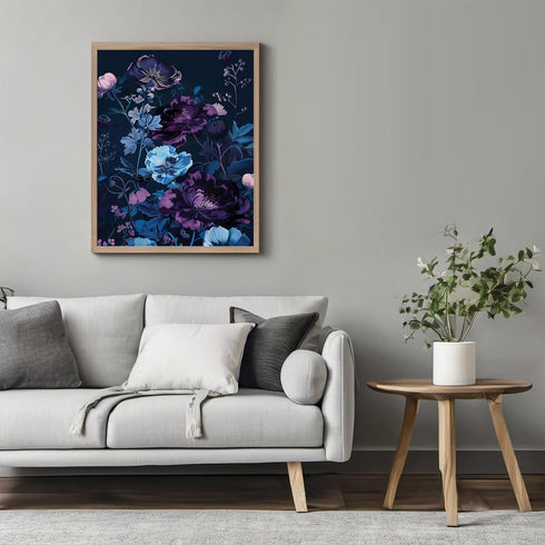 Posterizer 1 pcs-dainty blue and purple painted flowers-Floral & Botanical Art-Abstract & Modern Art-Decor for Home & Office- UNFRAMED Wall Art...