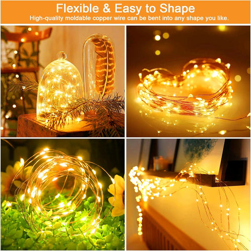 Solar Fairy Lights Outdoor Waterproof,39.4ft 120LED Solar String Lights for Outside 8 Modes 2 Packs for Patio Backyard Garden Deorations Warm Whit...