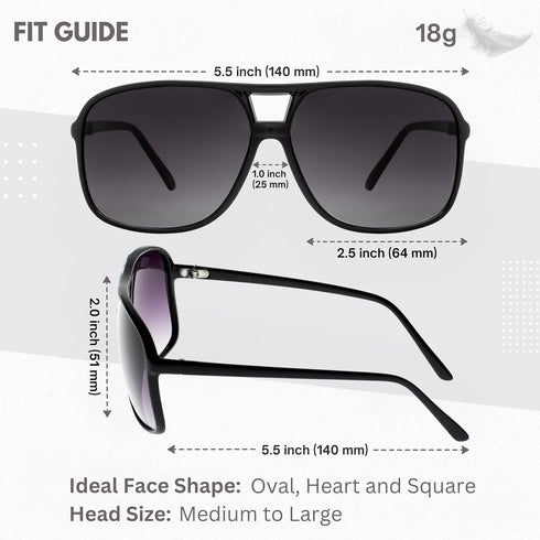 NYS Collection Square Aviator Sunglasses Womens Mens 70s Double Bridge Large Frame...