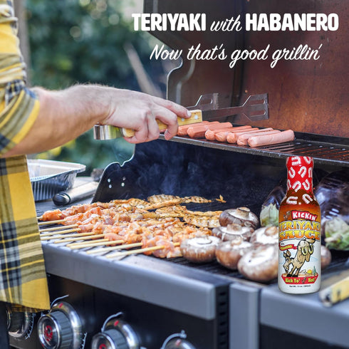 KICKIN' Spicy Teriyaki Sauce with Habanero – 13 oz. – Premium Gourmet Hot Stir Fry Sauce – Perfect Steak Marinade or Chicken Teriyaki Sauce...