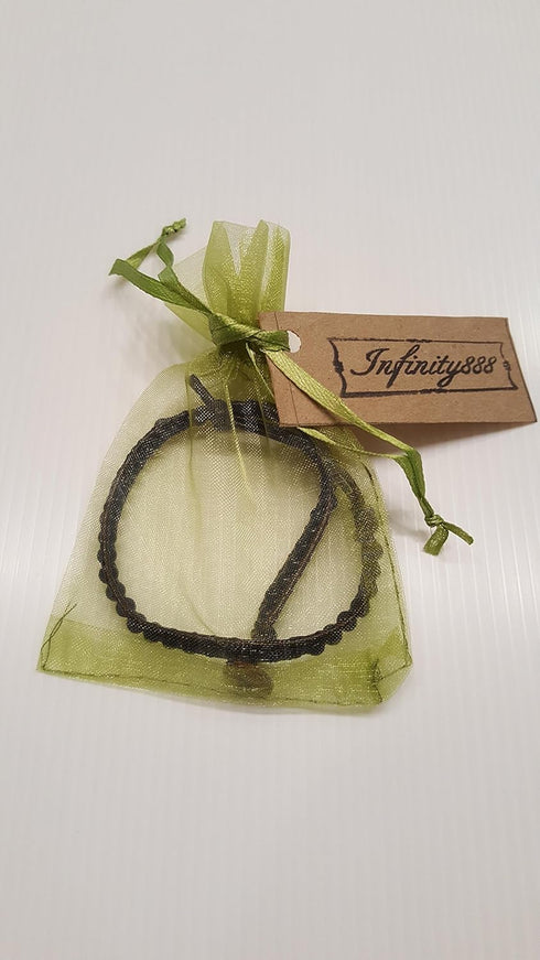 Infinityee888 Onyx Bead Anklet bracelet 10-10.5 inches woven with Leather cord beautiful handmade hippie bohemian Unisex Anklet Gift Idea for Both...