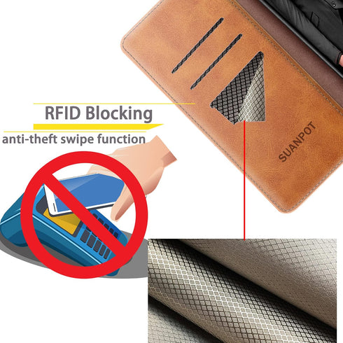 SUANPOT for Samsung Galaxy Note 8 with RFID Blocking Leather Wallet case Credit Card Holder, Flip Folio Book Phone case Shockproof Cover Women Men...