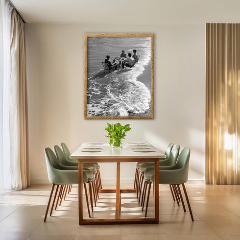 Posterizer 1 pcs-black and white photograph-women relaxing on the beach scene 3-Photography Art-Retro Art-Decor for Home & Office- unframed wall a...