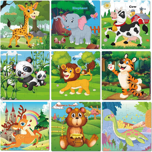 Puzzles for Kids Ages 3-5, 16 Piece Colorful Wooden Puzzles for Toddler Children Learning Educational Puzzles Toys for Boys and Girls (9 Puzzles)...