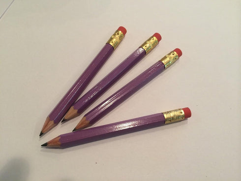 Half Pencils with Eraser - Golf, Classroom, Pew, Short, Mini, Small, Church - Hexagon, Sharpened, 2 Pencil, Color - Lilac, Pkg of 36 Pocket Pencil...