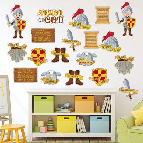 50 Pcs Armor of God Cutouts for Kids Books of The Bible Religious Bulletin Board for Sunday School Religious Classroom Decorations Medieval Childr...