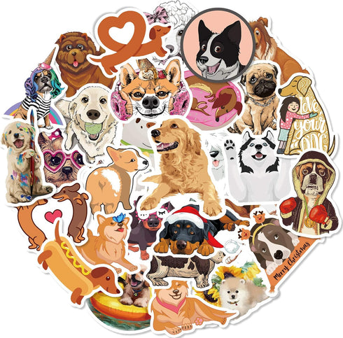 80 Pcs Cute Vinyl Dogs Stickers Pack, Water Bottles Luggage Laptop Skateboard Puppy Stickers Waterproof Vinyl Sticker Decals for Adults Kids Teens...