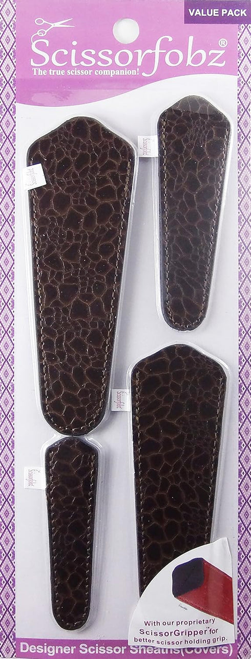 Scissors by SCISSORFOBZ with ScissorGripper -VALUE PACK-4 sizes- Designer Scissor sheaths Covers Holders for embroidery sewing quilting - Quilters...