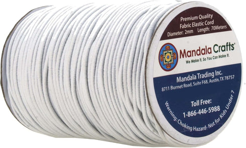 Mandala Crafts 2mm Elastic Cord for Bracelets Necklaces - 76 Yds White Elastic String Stretchy Cord for Jewelry Making Beading - Round Stretch Str...