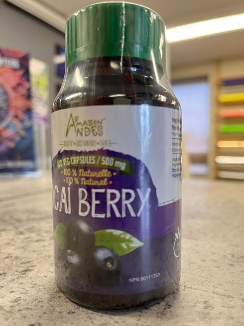 Amazon Andes Acai/Açai Berry Capsules (Euterpe oleracea) – Rich Source of antioxidant, Vitamin C & Fibers - Support Immune System - Gluten Free, N...