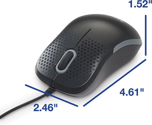 Verbatim USB Silent Corded Optical Mouse - Computer Wired Noiseless and Silent Click Mouse for Mac and PC - Black...