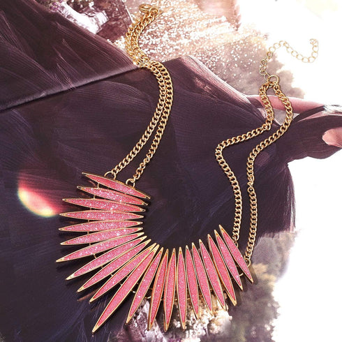 MOLOCH Sparkling Druzy Leaf Choker Necklace Fashion Gold-Tone Collar Necklace Bib Statement Chunky Tribal Necklace Woman Jewelry...