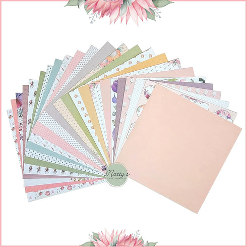 Matty's Crafting Joy Floral Grace 12x12 Double Sided Scrapbook Cardstock Paper Pad, 24 Floral Designer Patterned Paper Pack...