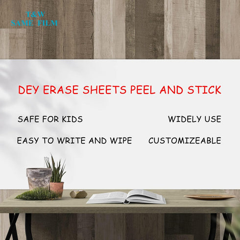T&W SAME FILM Whiteboard Sticker for Wall-White Board Dry Erase-Whiteboard Stick On Wall, Dry Erase Paper with 1 Marker, Dry Erase Board for Schoo...
