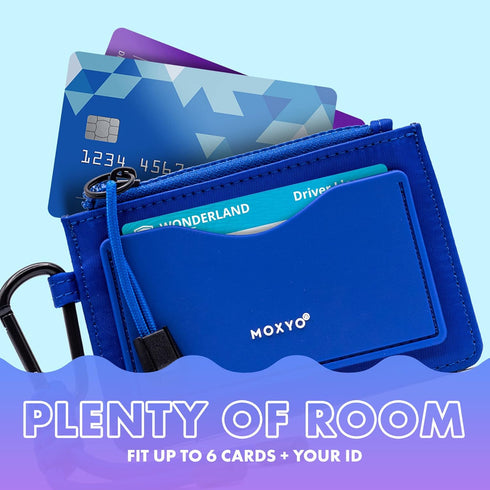 MOXYO Urban Women's Card Holder, Secure 6-Card Minimalist Wallet with Coin Pocket, Silicon Front Pocket for ID (Blue)...