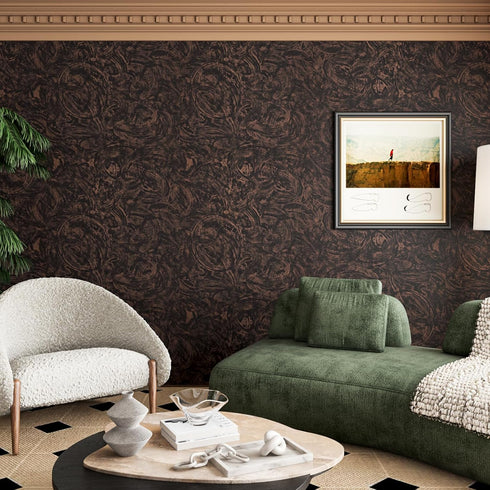 LACHEERY Stained Black Concrete Wallpaper Peel and Stick Dark Black and Bronze Wallpaper for Bathroom Waterproof Removable Self Adhesive Cement Co...