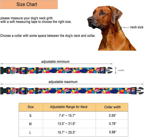 Dog Collar for X_Small Small Medium Large Dogs Pretty Boy Girl Nylon Polyester Pattern Collars with Safety Buckle, Adjustable for Male Female Pupp...