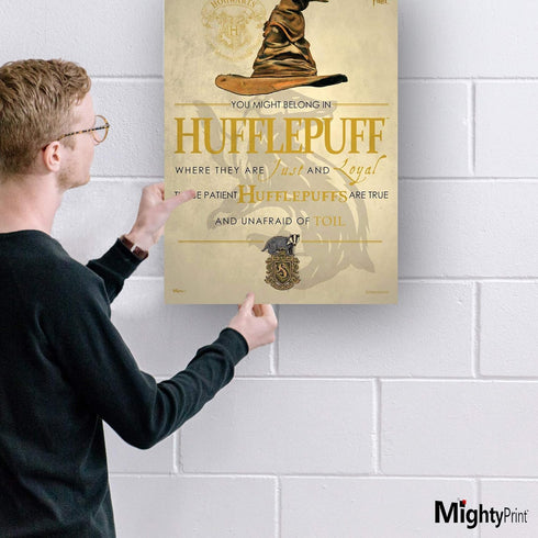 MIGHTYPRINT Harry Potter - Hufflepuff - Hogwarts Sorting Hat House Quote – Durable 17” x 24 Wall Art – NOT Made of Paper – Officially Licensed Col...