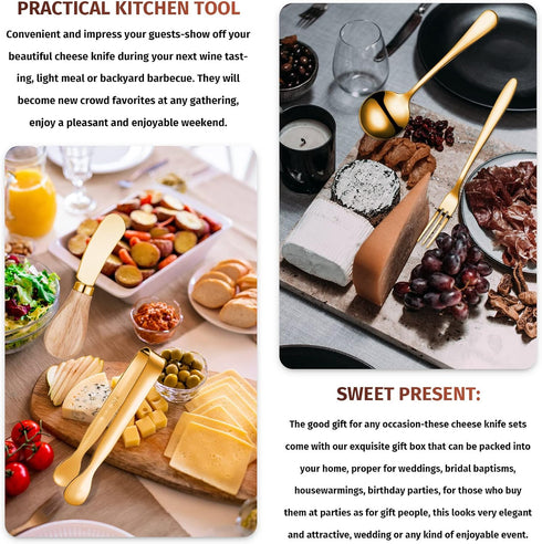 14 Pieces Cheese Butter Spreader Knives Set Charcuterie Accessories Stainless Steel Spreader Knives with Wooden Handles Charcuterie Boards Utensil...