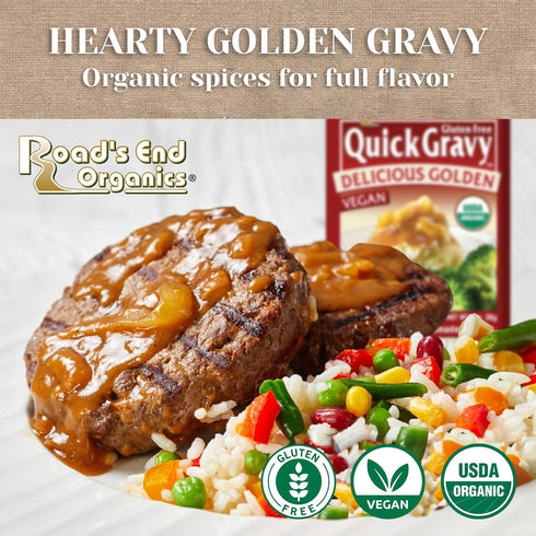 Roads End Organics Delicious Golden Organic Gravy Mix - Vegetarian Gravy Mix Packets, Vegetarian Gravy Powder, Vegan Gravy Packets - 1 Oz (Pack of...