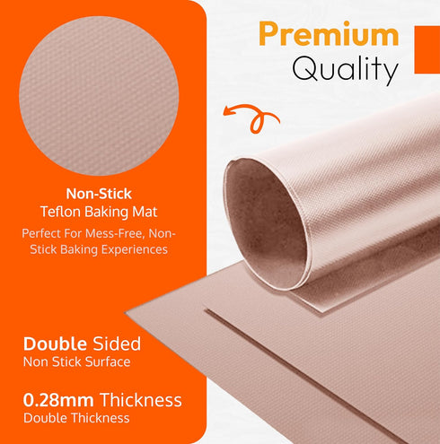 Teflon Sheets for Heat Press and Baking - Reusable PTFE Oven Liners, Premium Teflon Sheet for Baking - Heat Resistant Teflon Sheet - Food Safe, BP...