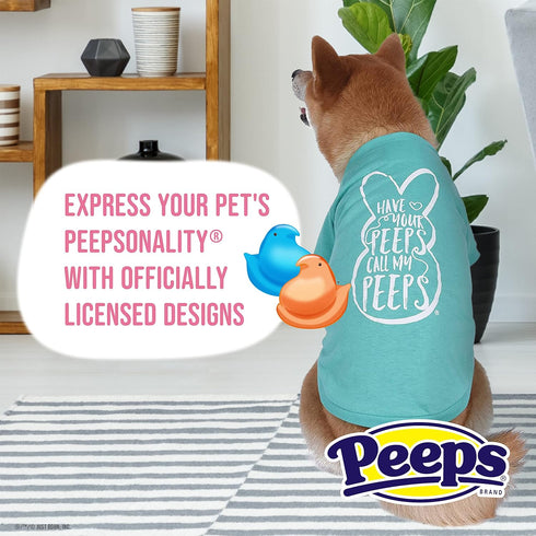 Peeps for Pets Call My Dog T Shirt - Teal Blue Dog T Shirt for Dogs Soft and Comfortable Machine Washable Dog Shirt - Officially Licensed Pet Dog ...