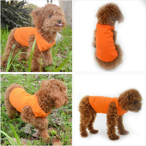 Lovelonglong 2019 Summer Pet Clothing, Dog Clothes Blank T-Shirts Ribbed Tanks Top Thread Vests for Large Medium Small Dogs 100% Cotton Orange S...