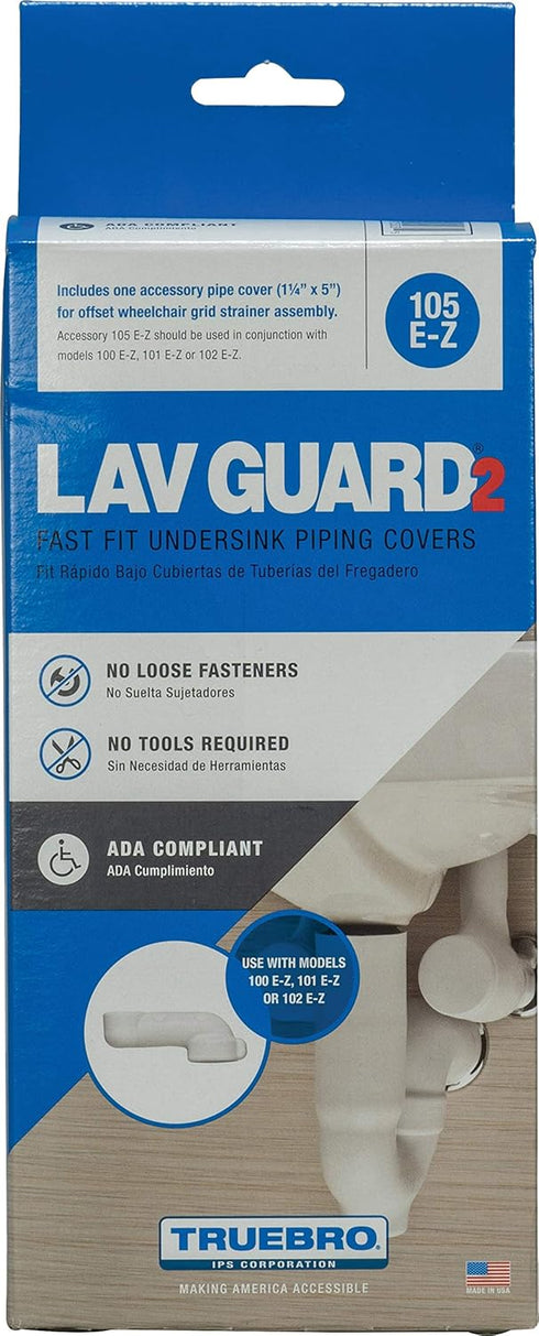 82195 Lav Guard 2 100 Series Undersink Molded Vinyl 5" Offset Tailpiece Wheelchair Strainer Cover (105 E-Z), China White...