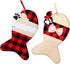 Skylety 2 Pieces Pet Christmas Stockings Buffalo Plaid Burlap 15 Inch Large Fish Shaped Bow Cat Christmas Stockings for Xmas Tree Home Holiday Par...