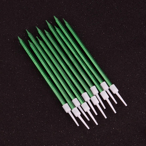 Luter Metallic Candle Long Green Candle Birthday Candles with Holder Cake Candles for Wedding Birthday Party Decoration (24 Pieces)...