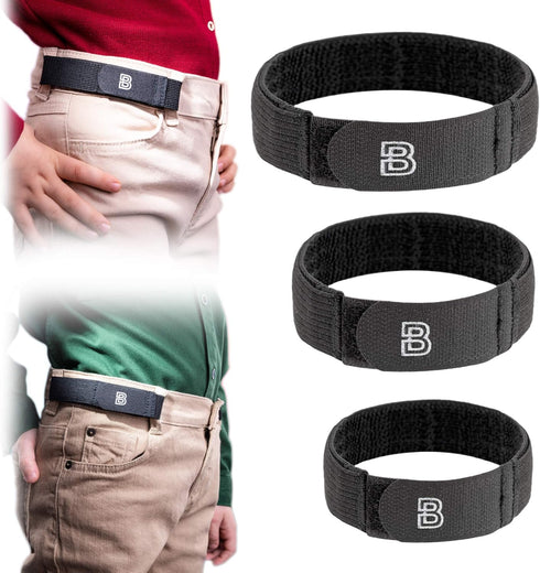 BeltBro For Kids No Buckle Elastic Belt — 3 Pack (S, M, L) — Fits 1 Inch Belt Loops, Comfortable and Easy To Use...