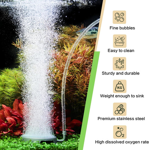hygger Aquarium Air Stone Quiet Ultra High Dissolved Oxygen Diffuser Air Stones for Aquariums Nano Fish Tank Bubble Stone Kit Stainless Steel Air ...