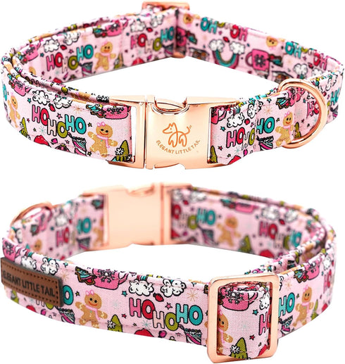 Elegant little tail Dog Collar, Christmas Dog Collar Gingerbread Man Print Holiday Pet Collar Dog Bow Collar Pet Durable Adjustable Girl Boy Dog C...