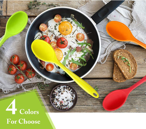 Shappy 4 Pieces Silicone Mixing Spoon Spatula Scrapers for Cooking, 10.6 Inch Heat Resistant Large Non Stick Basting Utensil for Mixing, Baking, S...