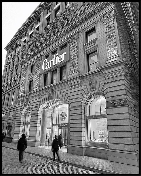 Posterizer 1 pcs-black-and-white photograph of Luxury store front 1-Photography Art-Retro Art-Gift for Women, Fashionistas, Designer Fashion Fans-...