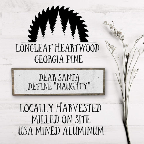 Xmas Wood Signs (Medium - Wood And Metal, Dear Santa Define Naughty)...