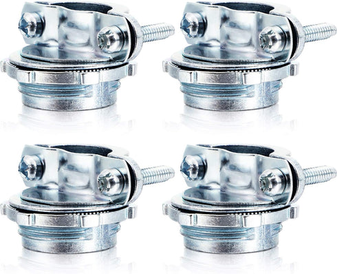 Clamp Type Cable Connector for Metallic Conduit Protect Cables Electric Wires Electrical Box Silver Zinc (4 Pieces,3/4 Inch)...