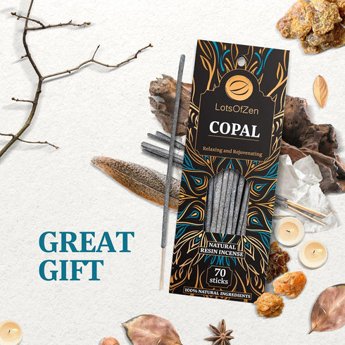Copal Incense Sticks Smudge Kit (70 pcs) — 100% Pure Long Burning White Copal Resin Day of The Dead Incense from Mexico...