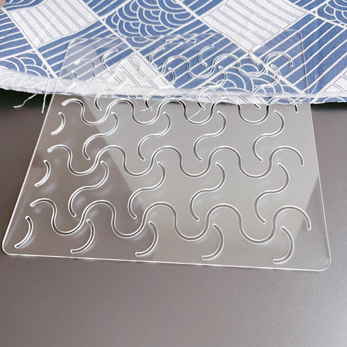 Acrylic Sashiko Stencil with Classic Wavy Line Pattern for Hand Quilting and Embroidery...