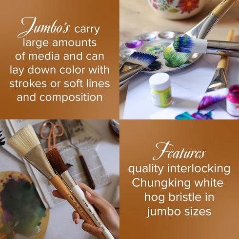 Silver Brush Limited 800640 Silver Jumbo Angle Brush, Large Murals, Easel Painters and Furniture, Size 40, Mid Length Handle...
