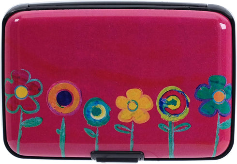 Credit Card Holder Mini RFID Blocking Aluminum Wallet Slim Metal Hard Case Travel Wallet ID Case for Women and Men-Mini Flowers...